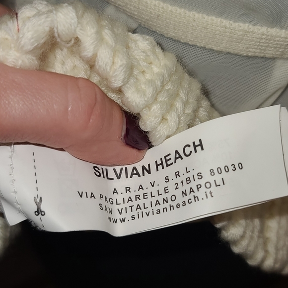 Silvian heach Sheer mesh floral knit embroidery wrap top L - Picture 13 of 14